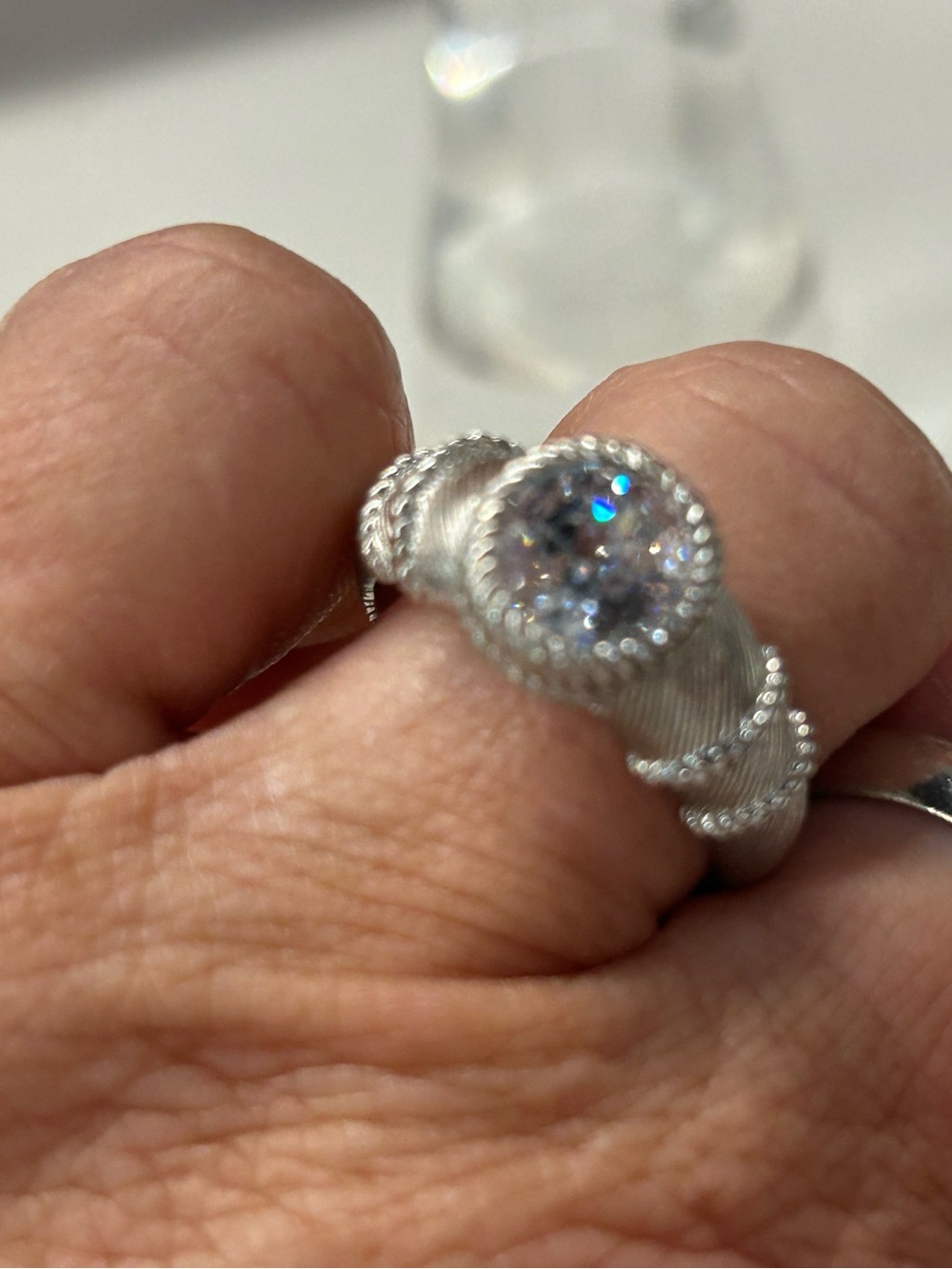 Judith Ripka Silver Rope Band Ring size 9 - Picture 9 of 9